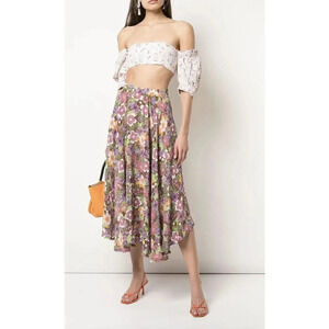 LHD French Riviera Floral Print Skirt Size 4 NWT